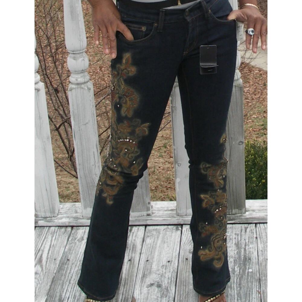 Ralph Lauren Black Label Embellished Jeans Embroidered Bead Jewel Denim 30 $1690 - Picture 4 of 16